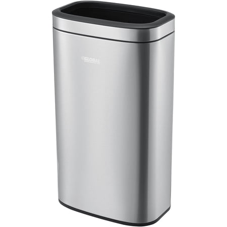 Global Industrial 641442SS 8 gal Stainless Steel Slim Open Top Trash Can