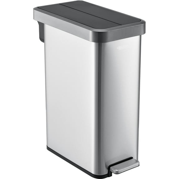Global Industrial Stainless Steel Slim Butterfly Step Trash Can - 12 Gallon