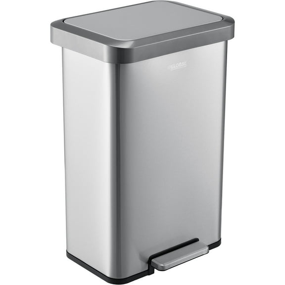 Global Industrial Stainless Steel Rectangular Step Trash Can - 12 Gallon