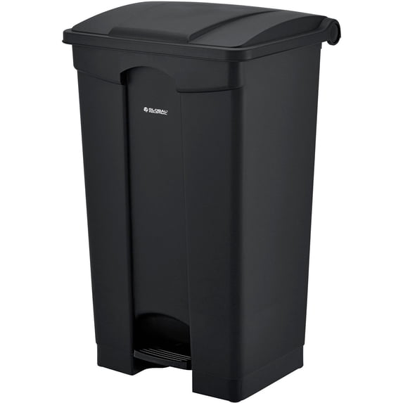 Plastic Rectangular Step On Trash Can, 23 Gallon, Black