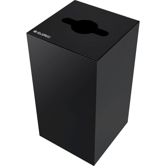 Global Industrial Square Recycling Can with Mixed Recycling Lid 32 Gallon Black