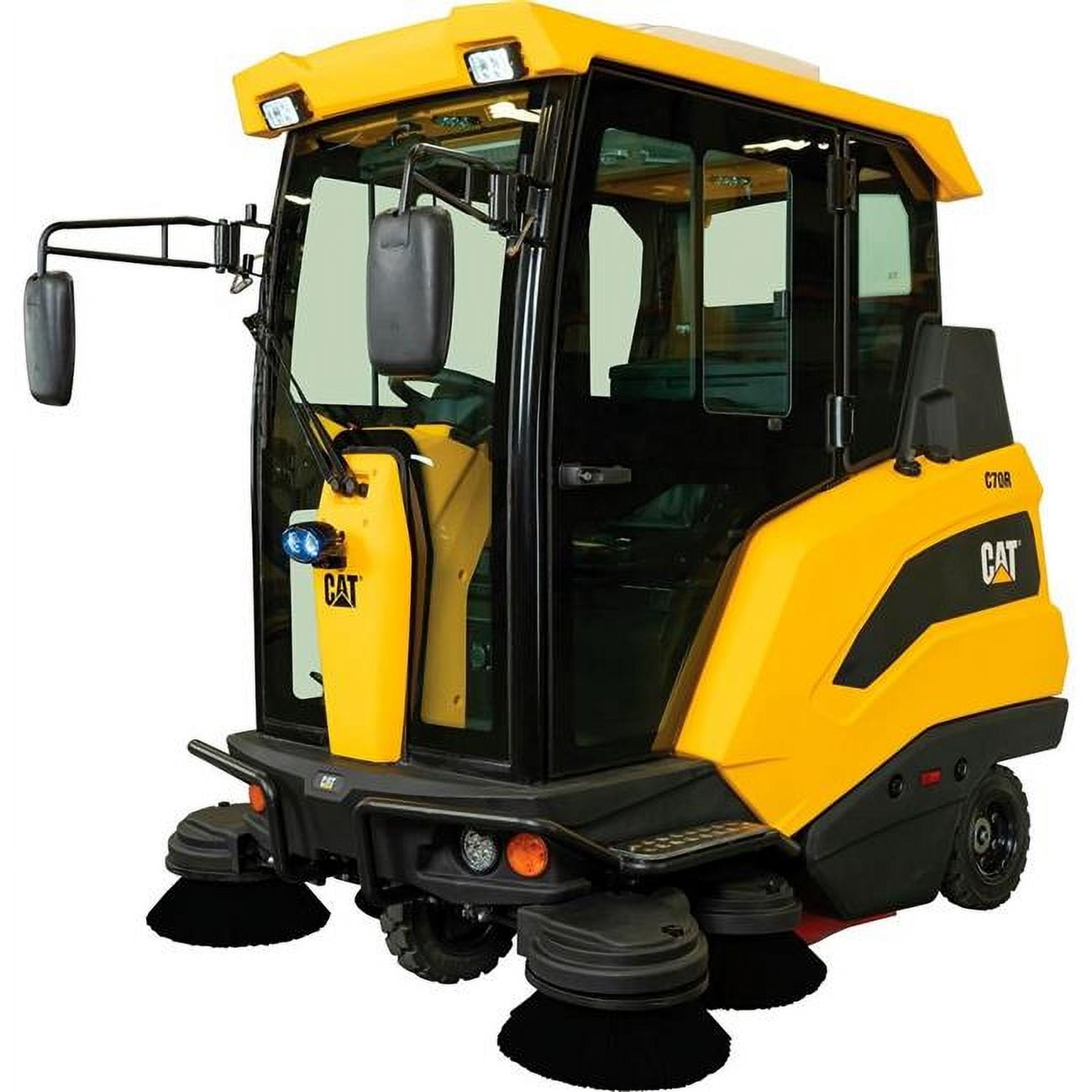 Global Industrial 641821 Cat C70RX Ride on Sweeper with AC Cabin - 70 in. Cleaning Path