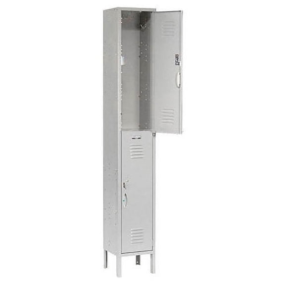 Double Tier Locker, 12x18x36, 2 Door Ready To Assemble, Gray