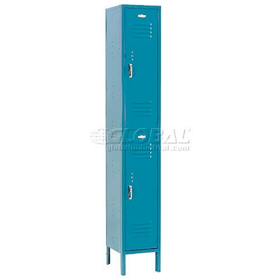 Global Industrial 652076BL 12 x 15 x 36 in. Double Tier Paramount Locker with 2 Door Ready to Assemble, Blue