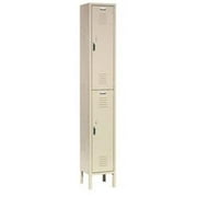 Global Industrial 652076TN 12 x 15 x 36 in. Double Tier Paramount Locker with 2 Door Ready to Assemble, Tan