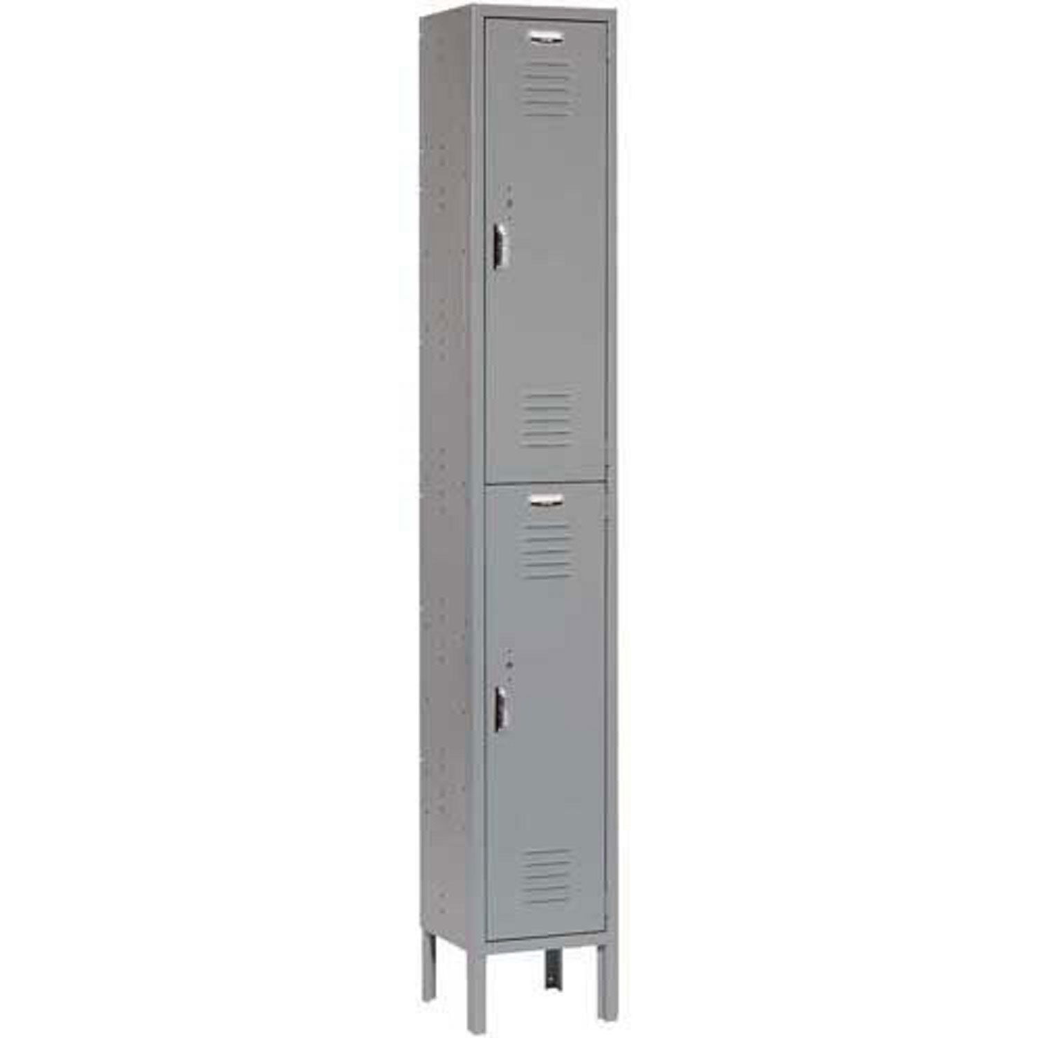 Gray Double Tier Metal Locker with Padlock Hasp