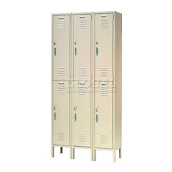 Global Industrial 652149TN 12 x 18 x 36 in. Double Tier Capital Locker with 6 Door Assembled, Tan