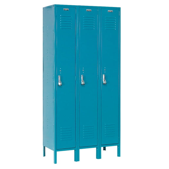 Global Industrial 652171BL 12 x 18 x 72 in. Paramount Locker Single Tier - 3 Door Assembled, Blue