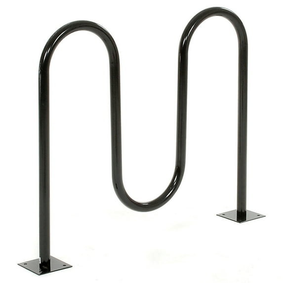 41"L Wave Bike Rack, Black, Flange Mount, 5-Bike Capacity