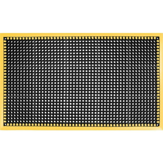 Global Industrial 670823 Drainage Mat 2 x 3 ft. 0.875 in. Thick Black & Yellow Border