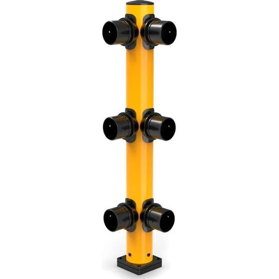 Global Industrial 670888 Corner Post for Plastic Guard Rails - 60 in. - Yellow