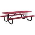 thumbnail image 1 of Global Industrial 694555RD 8 ft. Rectangular Outdoor Steel & Perforated Metal Picnic Table, Red, 1 of 7