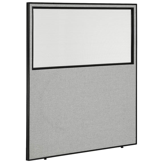 60-1/4"W x 72"H Office Partition Panel with Partial Window, Gray