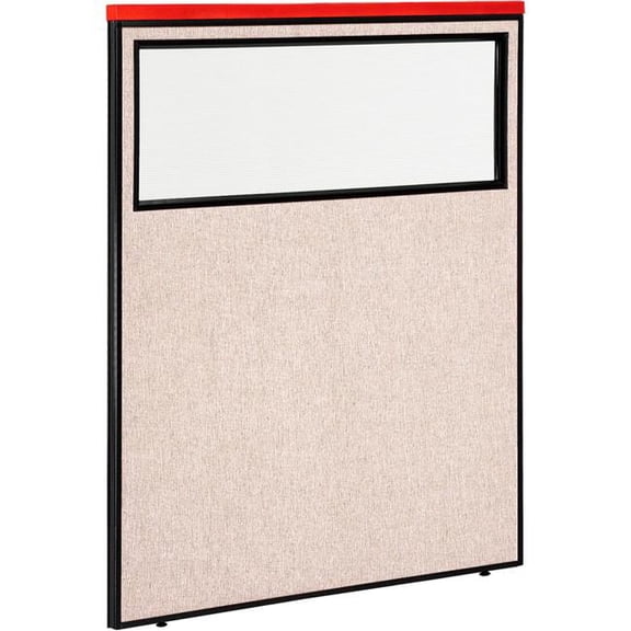 Global Industrial 694668WTN Interion Deluxe Office Partition Panel with Partial Window - 48.25 x 61.5 in. - Tan
