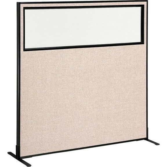Global Industrial 694677WFTN Interion Freestanding Office Partition Panel with Partial Window - 60.25 x 60 in. - Tan