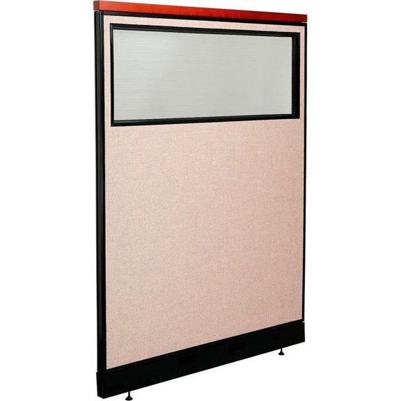 Global Industrial 694700WNTN Interion Deluxe Office Partition Panel with Partial Window & Raceway - 48.25 x 65.5 in. - Tan