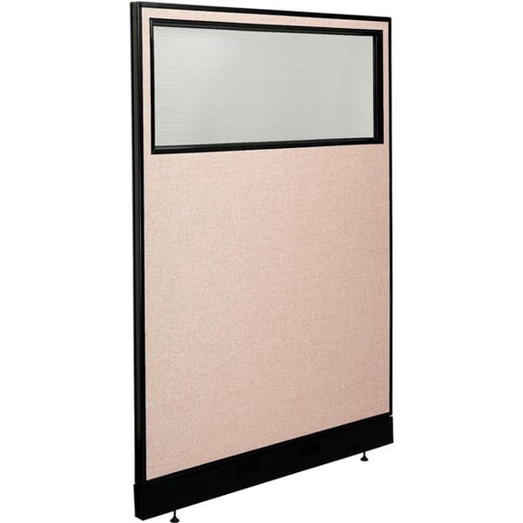 Global Industrial 694728WPTN Interion Office Partition Panel with Partial Window & Pass-Thru Cable - 48.25 x 76 in. - Tan