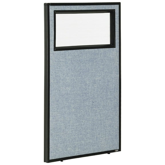 Global Industrial 694753WBL 24.25 x 42 in. Office Partition Panel with Partial Window, Blue