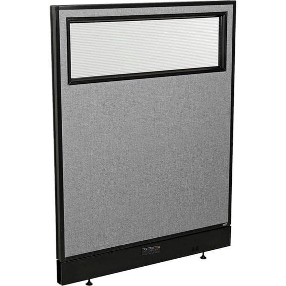 Global Industrial 694754WEGY Interion Electric Office Partition Panel with Partial Window - 36.25 x 46 in. - Gray