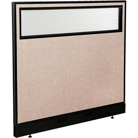 Global Industrial 694755WNTN Interion Office Partition Panel with Partial Window & Raceway - 48.25 x 46 in. - Tan