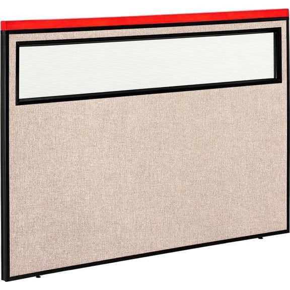 Global Industrial 694760WTN Interion Deluxe Office Partition Panel with Partial Window - 60.25 x 43.5 in. - Tan