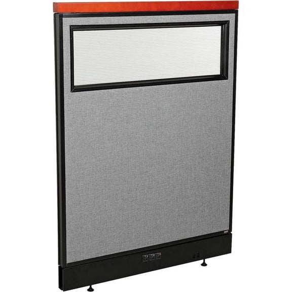 Global Industrial 694769WEGY Interion Deluxe Electric Office Partition Panel with Partial Window - 36.25 x 47.5 in. - Gray