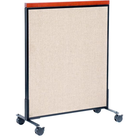 Global Industrial 694967MTN Interion Mobile Deluxe Office Partition Panel - 36.25 x 46.5 in. - Tan