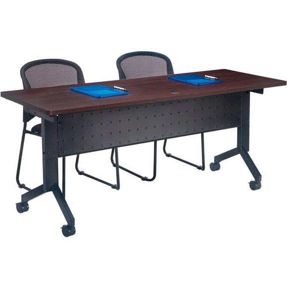 Global Industrial 695125WN Interion Flip-Top Training Table - 72 x 24 in. - Walnut