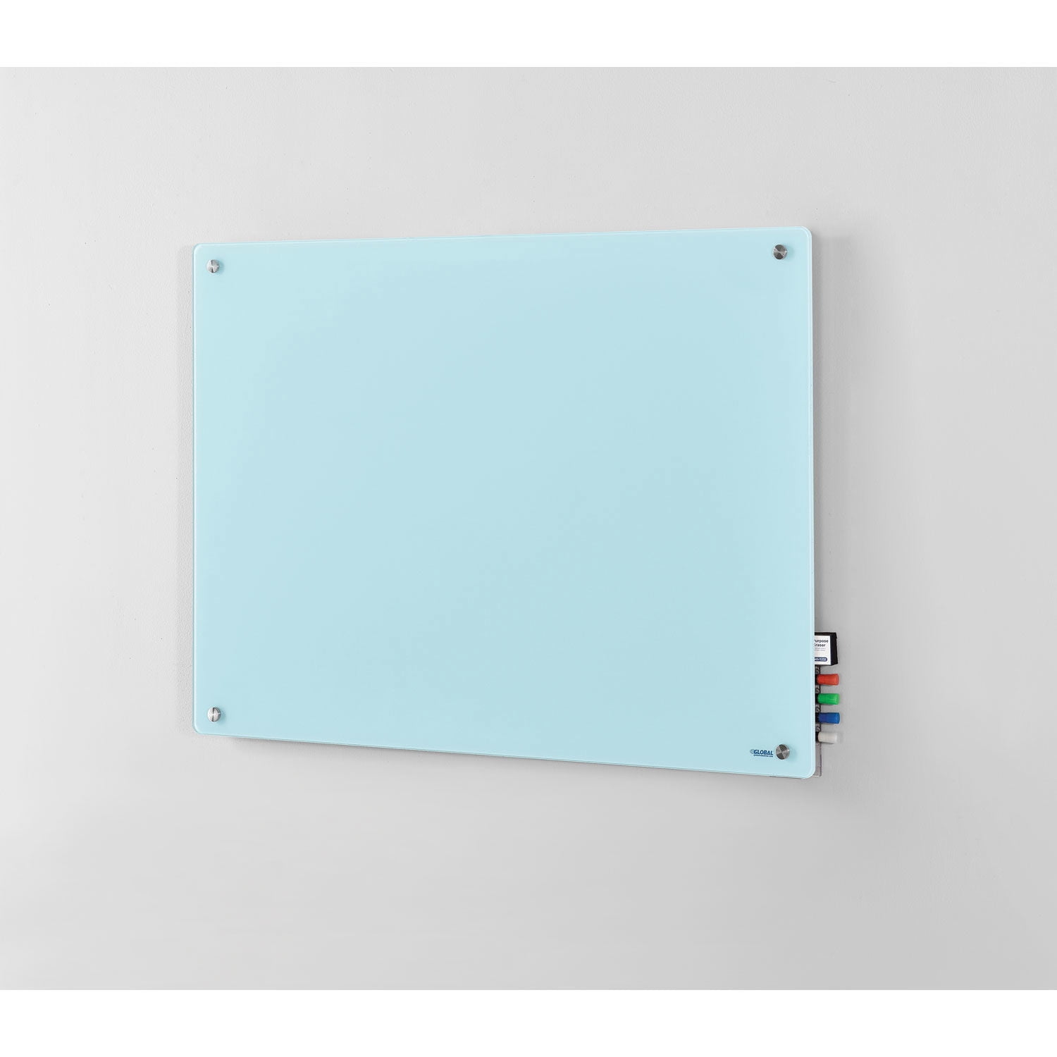 Seafoam Magnetic Frameless Glass Dry Erase Board 48" x 36"