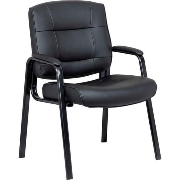Global Industrial 695721-AM Interion Protective Leather Guest Chair, Black