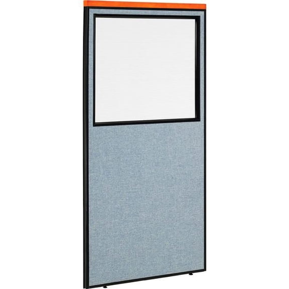 Global Industrial 695788DWBL Interion Deluxe Office Partition Panel with Partial Window - 36.25 x 97.5 in. - Blue