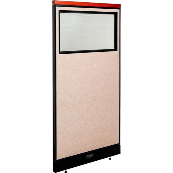 Global Industrial 695788DWETN Interion Deluxe Electric Office Partition Panel with Partial Window - 36.25 x 101.5 in. - Tan