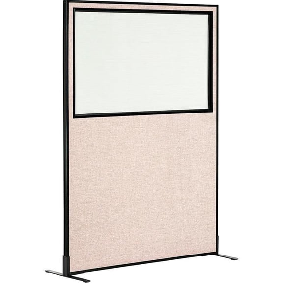 Global Industrial 695789FWTN Interion Freestanding Office Partition Panel with Partial Window - 48.25 x 96 in. - Tan