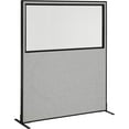 thumbnail image 1 of 60-1/4"W x 96"H Freestanding Office Partition Panel with Partial Window, Gray, 1 of 4