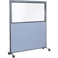 thumbnail image 1 of 60-1/4"W x 99"H Mobile Office Partition Panel with Partial Window, Blue, 1 of 4