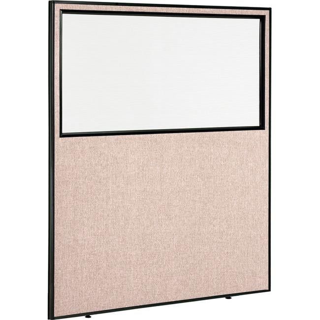 Tan Fabric and Polycarbonate Office Partition Panel with Partial Window