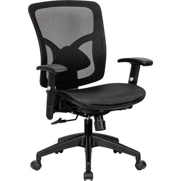 Global Industrial 695969 Interion All-Mesh Office Chair with Lumbar Support, Black