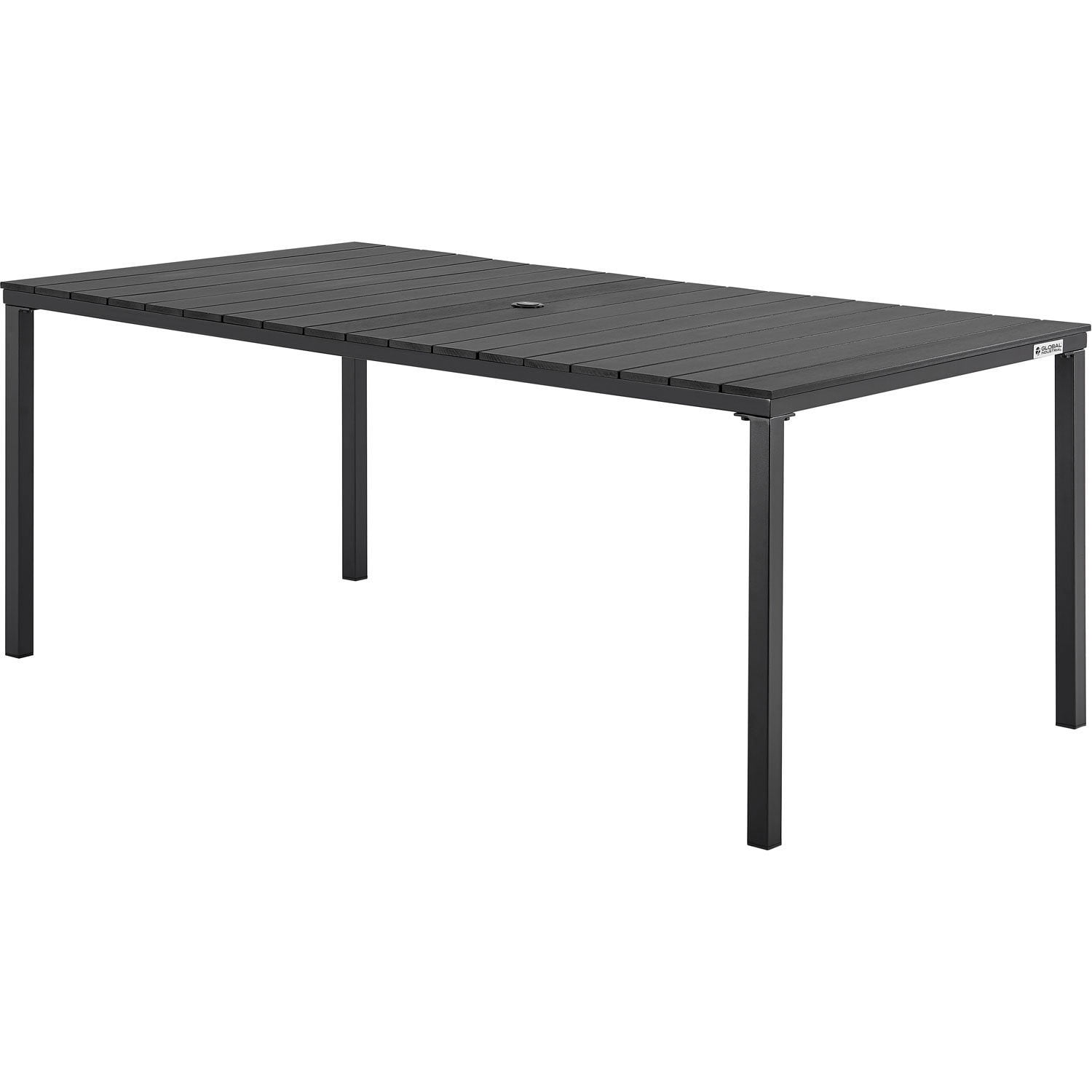 Black 70" Industrial Outdoor Dining Table with Resin Top