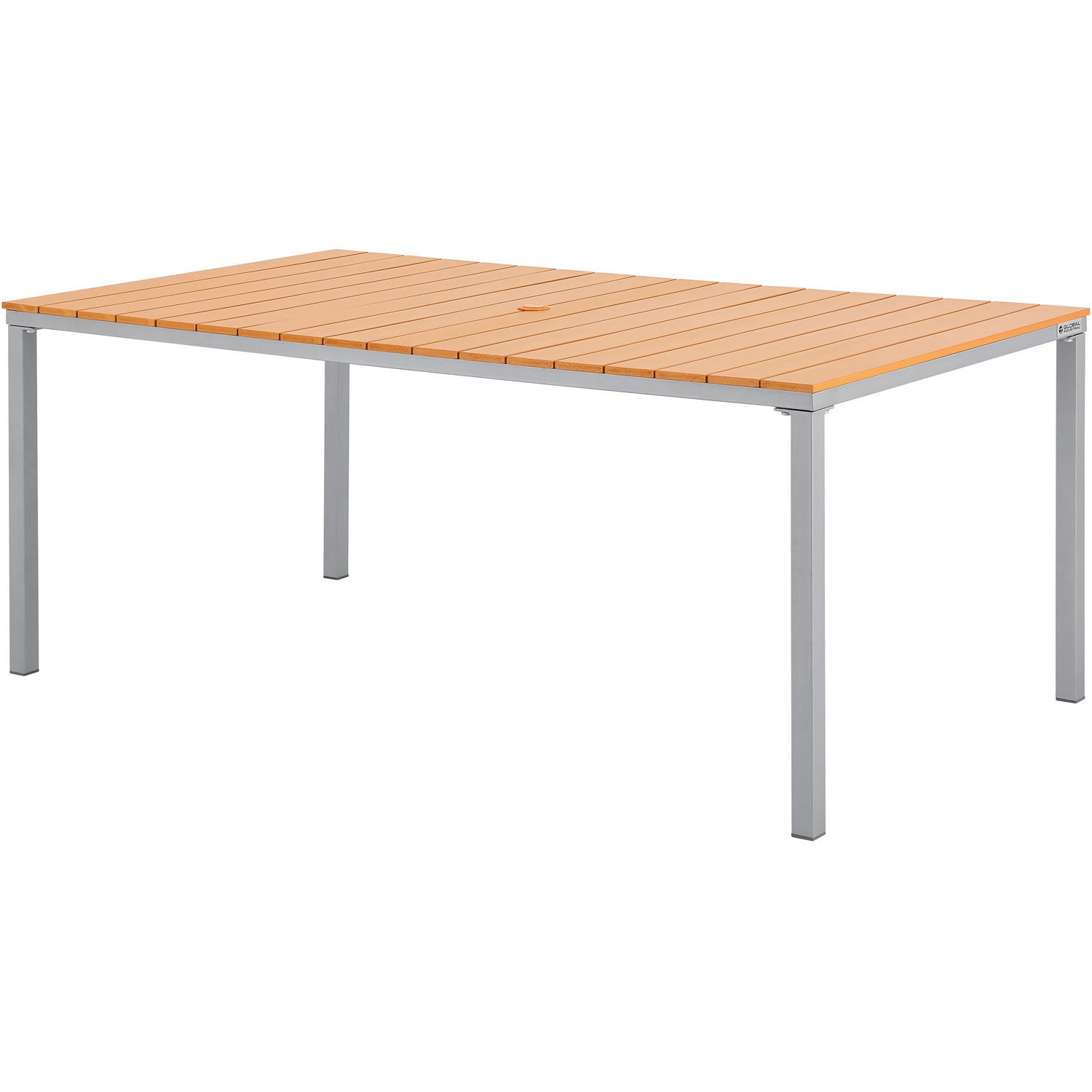 70'' Tan Resin and Steel Rectangular Outdoor Dining Table