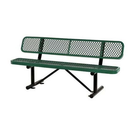 Global Industrial 72"L Expanded Metal Mesh Bench w/Back Rest, Green