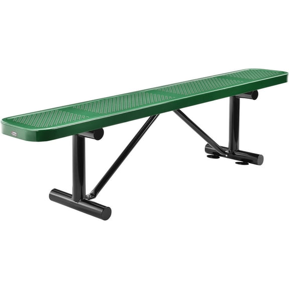 Global Industrial 72" Perforated Metal Outdoor Flat Bench, Green
