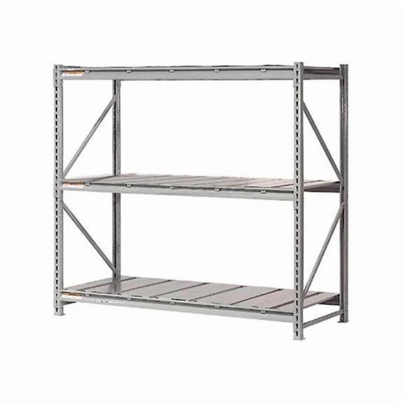 Global Industrial B3192472 72 x 60 x 18 in. Starter 3-Level Extra HD Bulk Storage Rack with Steel Deck, Gray