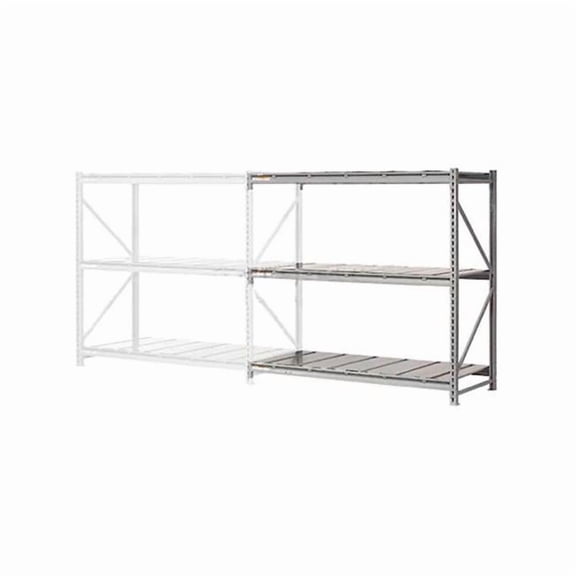 Global Industrial B3192474 72 x 72 x 18 in. Add On 3-Level Extra HD Bulk Storage Rack with Steel Deck, Gray