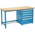 thumbnail image 1 of Global Industrial 72Wx30D Modular Workbench, 5 Drawers, Maple Butcher Block Safety Edge, Blue, 1 of 3