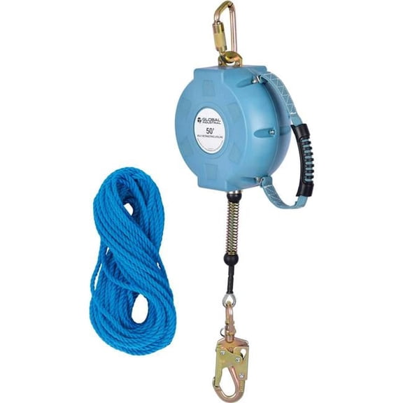 Global Industrial 761327 50 ft. Contractor Self Retracting Lifeline Galvanized Cable
