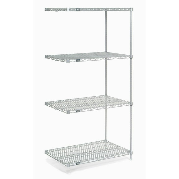 Global Industrial 796272 74 x 30 x 14 in. Nexel Poly-Z-Brite Wire Shelving Add-On Unit, Clear