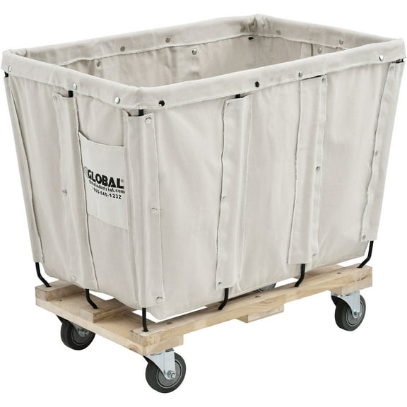 Global Industrial 8 Bushel, Canvas Basket Bulk Truck, Unassembled, 34"L x 22"W x 30-1/2"H