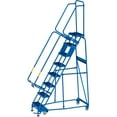 thumbnail image 1 of Global Industrial B3202259 8 Step Narrow Steel Rolling Ladder, 16 in. Perforated Step - Blue, 1 of 1