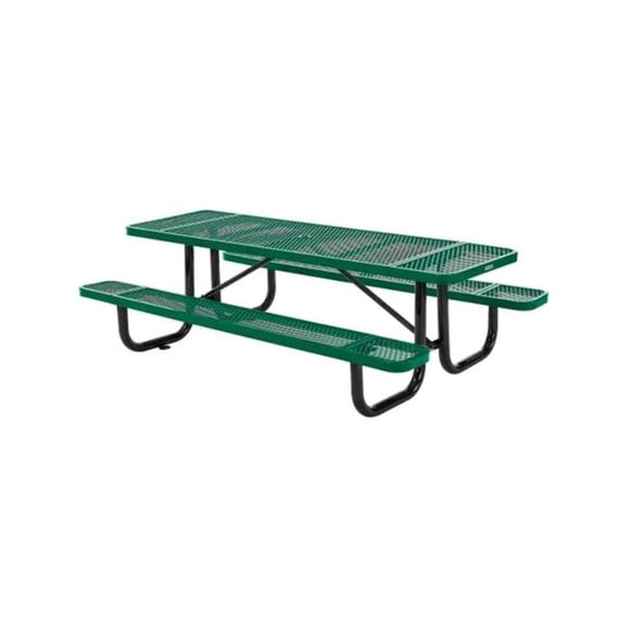 Global Industrial 277153GNKD 8 ft. Rectangular Picnic Table Expanded Metal - Green