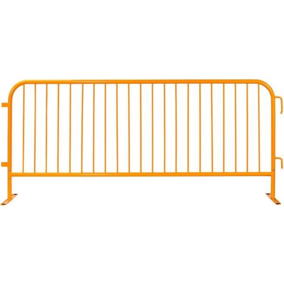 Global Industrial 670862 8 x 43 in. Steel Crowd Control Barrier Flat Feet Powder Coat, Yellow